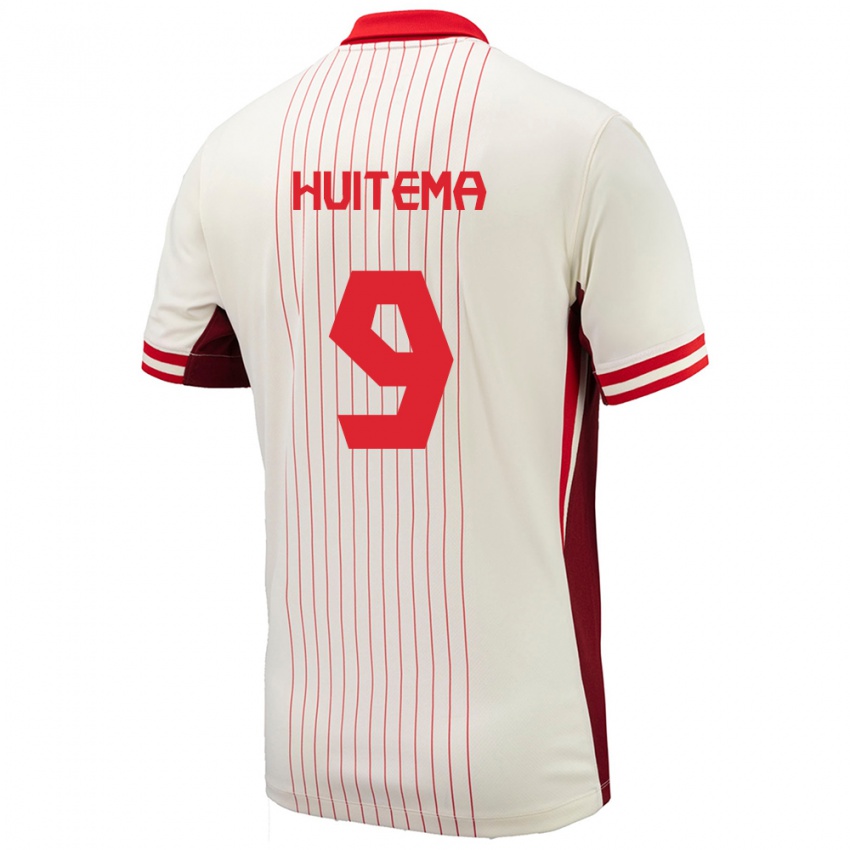 Kinder Kanada Jordyn Huitema #9 Weiß Auswärtstrikot Trikot 24-26 T-Shirt