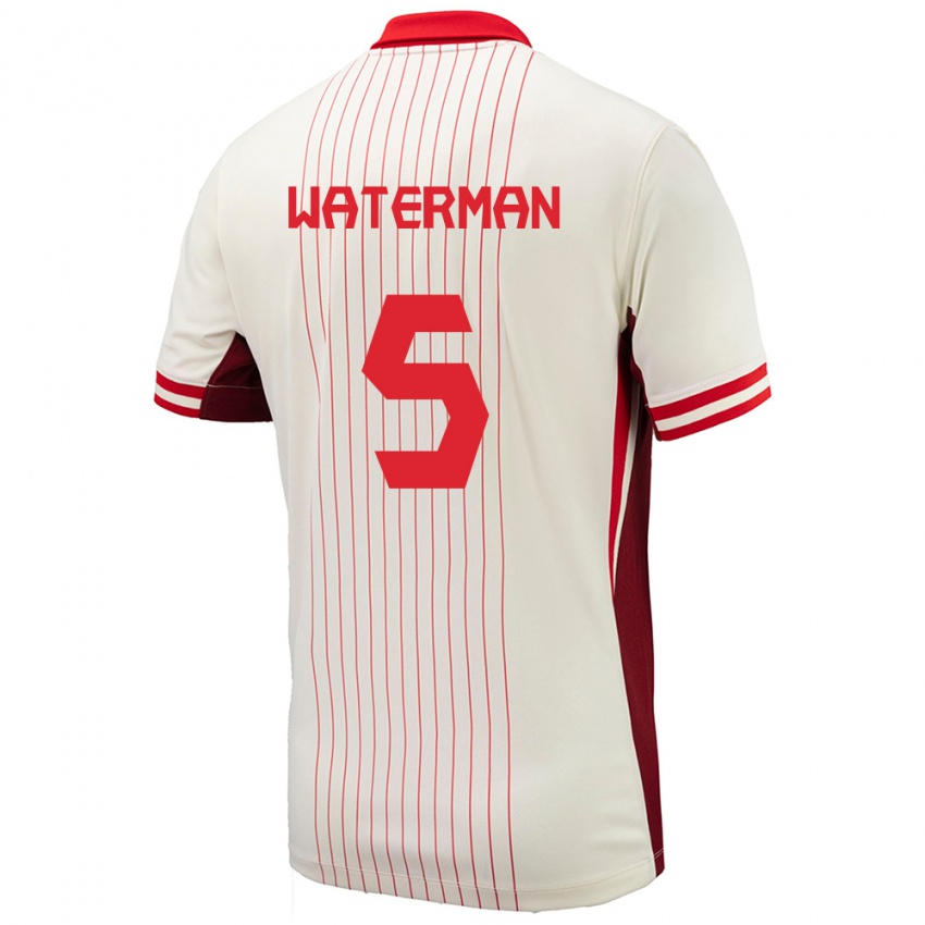 Kinder Kanada Joel Waterman #5 Weiß Auswärtstrikot Trikot 24-26 T-Shirt