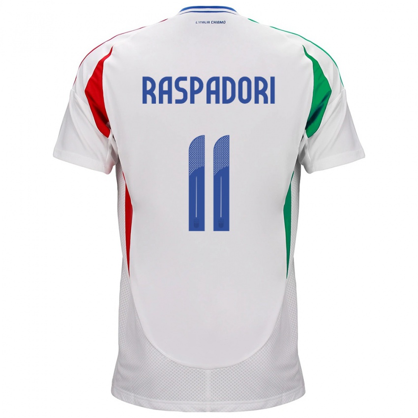 Kinder Italien Giacomo Raspadori #11 Weiß Auswärtstrikot Trikot 24-26 T-Shirt