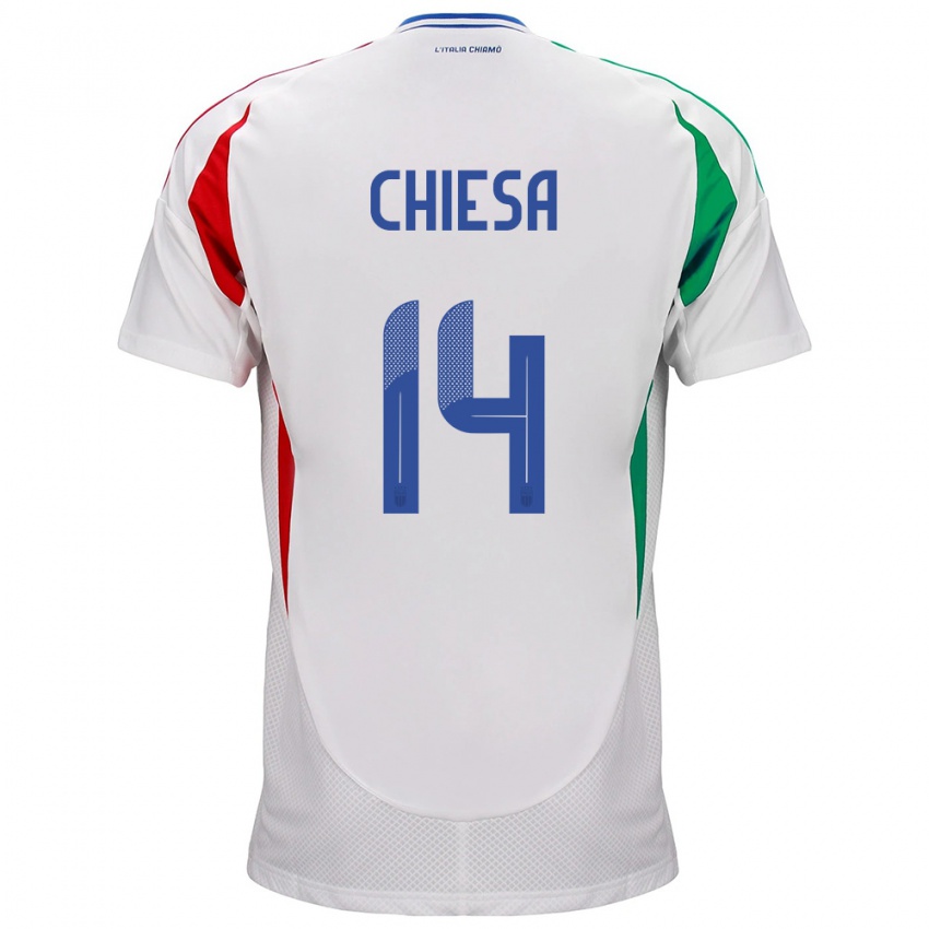 Kinder Italien Federico Chiesa #14 Weiß Auswärtstrikot Trikot 24-26 T-Shirt