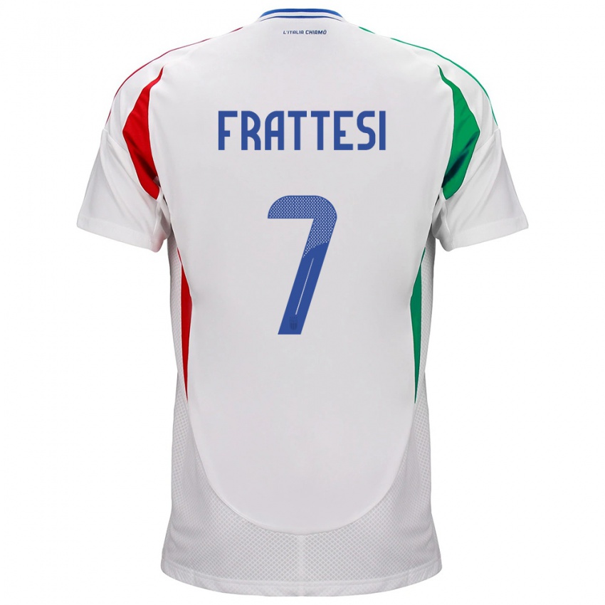 Kinder Italien Davide Frattesi #7 Weiß Auswärtstrikot Trikot 24-26 T-Shirt