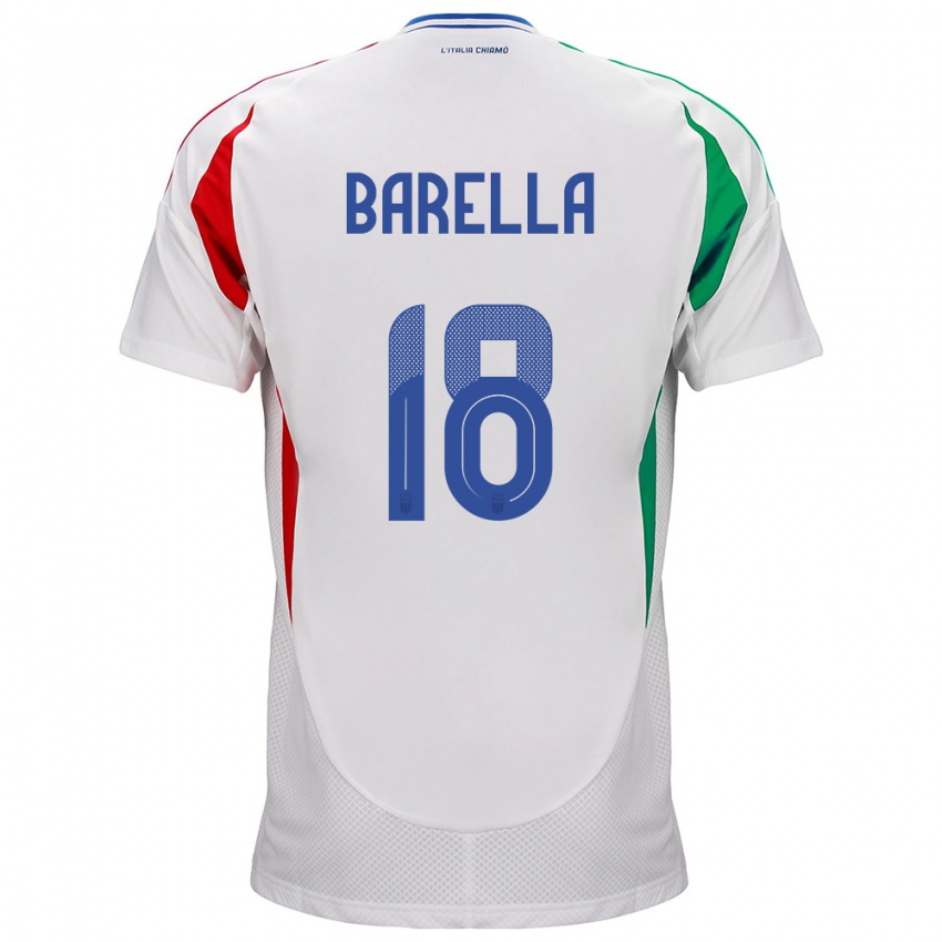 Kinder Italien Nicolò Barella #18 Weiß Auswärtstrikot Trikot 24-26 T-Shirt