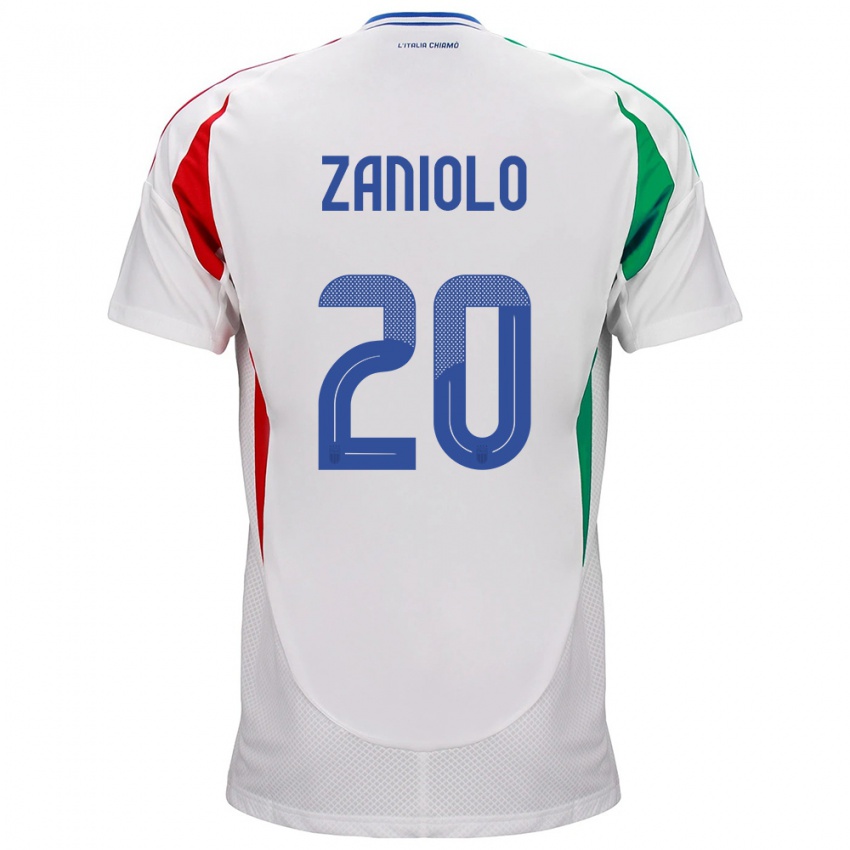 Kinder Italien Nicolò Zaniolo #20 Weiß Auswärtstrikot Trikot 24-26 T-Shirt