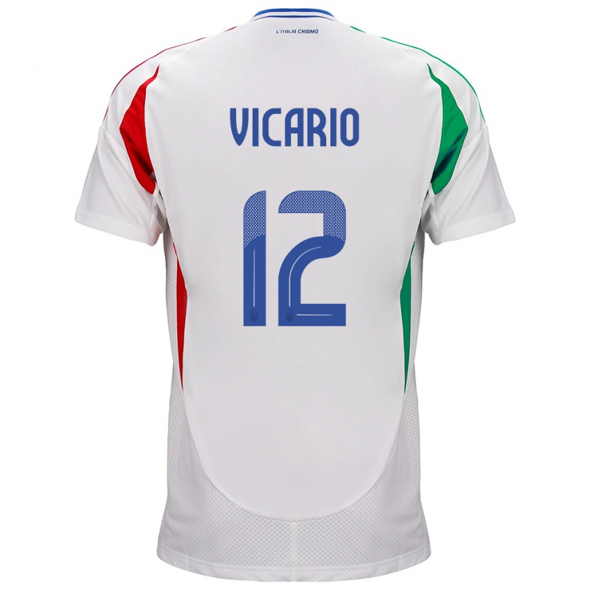 Kinder Italien Guglielmo Vicario #12 Weiß Auswärtstrikot Trikot 24-26 T-Shirt