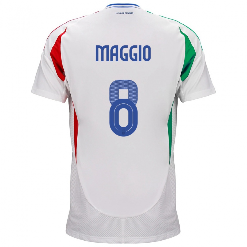 Kinder Italien Luca Di Maggio #8 Weiß Auswärtstrikot Trikot 24-26 T-Shirt