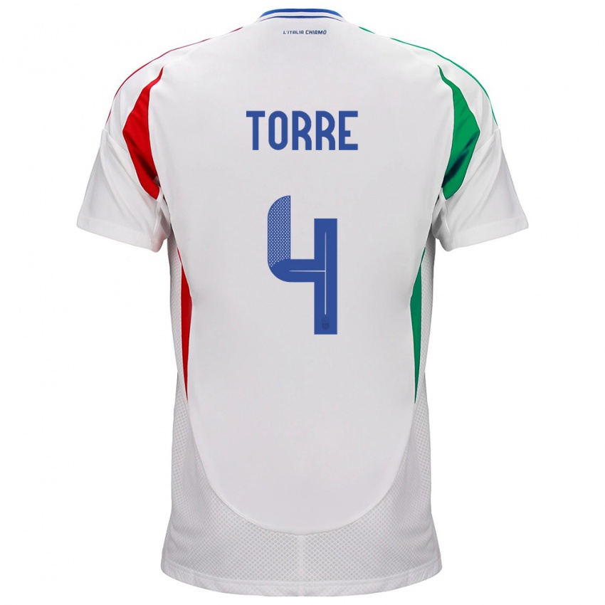 Kinder Italien Pietro La Torre #4 Weiß Auswärtstrikot Trikot 24-26 T-Shirt