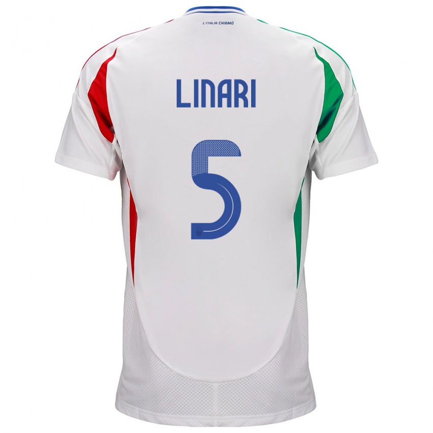 Kinder Italien Elena Linari #5 Weiß Auswärtstrikot Trikot 24-26 T-Shirt