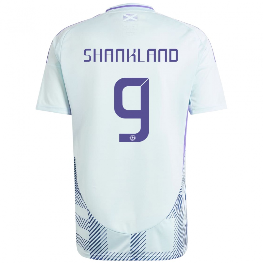 Kinder Schottland Lawrence Shankland #9 Helles Mintblau Auswärtstrikot Trikot 24-26 T-Shirt