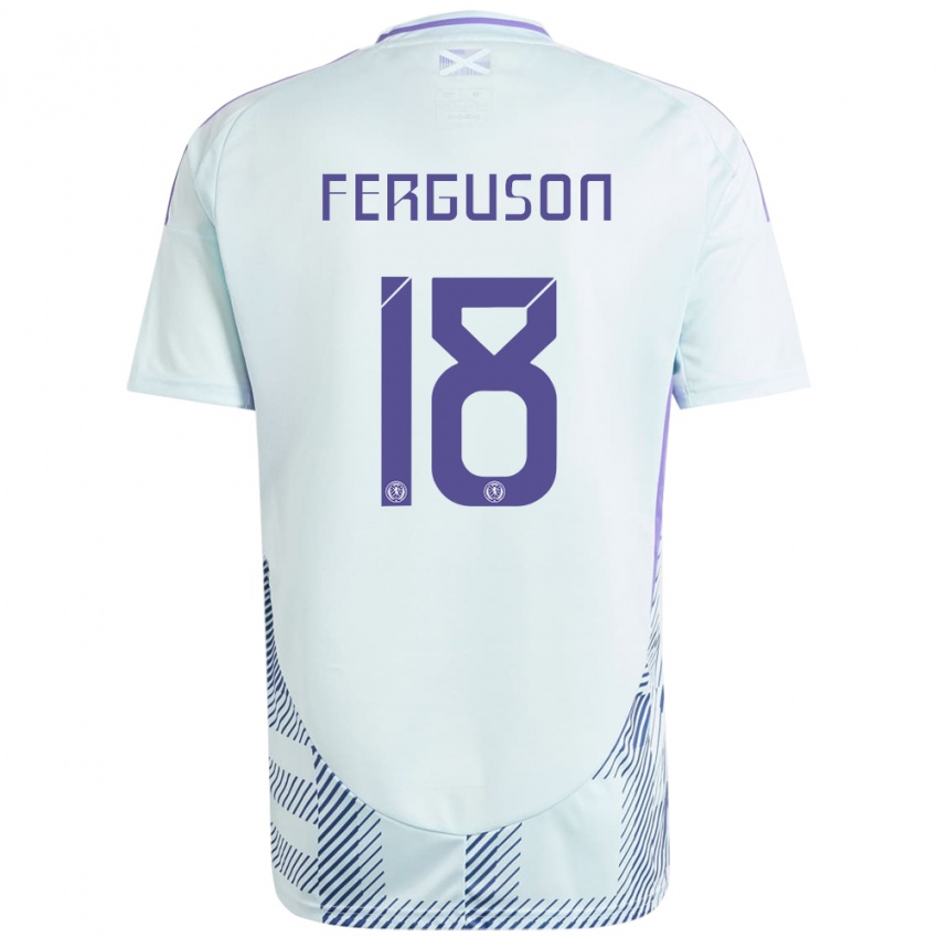 Kinder Schottland Lewis Ferguson #18 Helles Mintblau Auswärtstrikot Trikot 24-26 T-Shirt