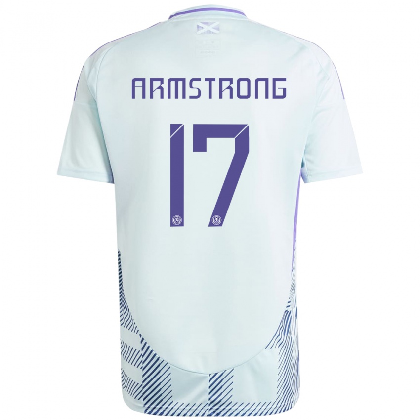 Kinder Schottland Stuart Armstrong #17 Helles Mintblau Auswärtstrikot Trikot 24-26 T-Shirt