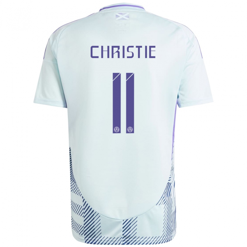 Kinder Schottland Ryan Christie #11 Helles Mintblau Auswärtstrikot Trikot 24-26 T-Shirt