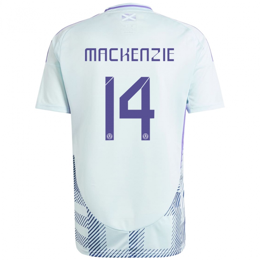 Kinder Schottland Magnus Mackenzie #14 Helles Mintblau Auswärtstrikot Trikot 24-26 T-Shirt