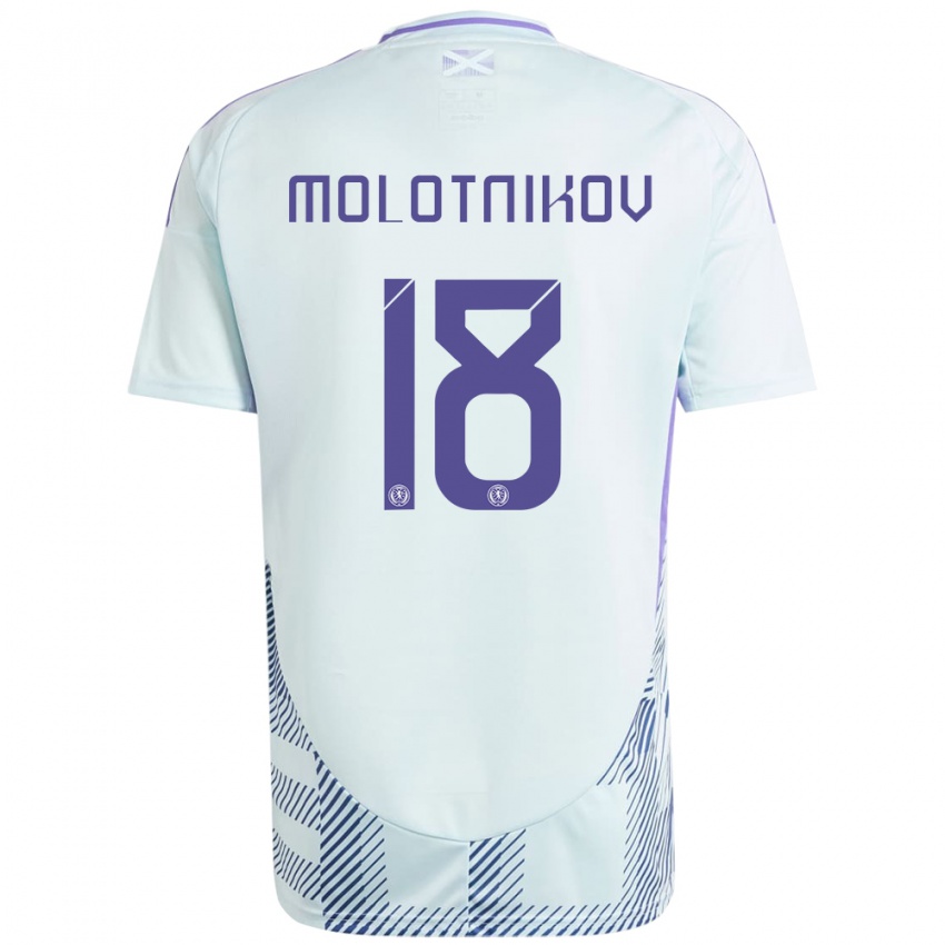 Kinder Schottland Rudi Molotnikov #18 Helles Mintblau Auswärtstrikot Trikot 24-26 T-Shirt