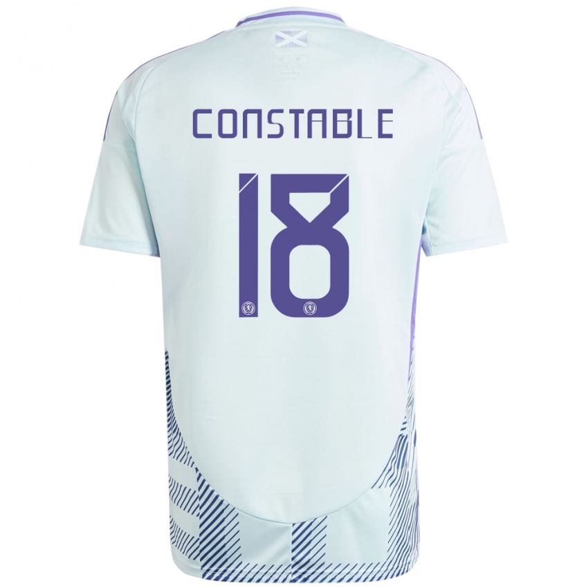 Kinder Schottland Scott Constable #18 Helles Mintblau Auswärtstrikot Trikot 24-26 T-Shirt