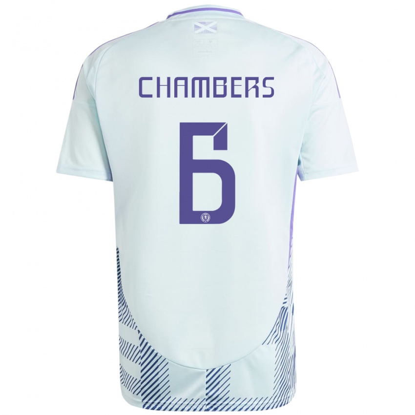 Kinder Schottland Sam Chambers #6 Helles Mintblau Auswärtstrikot Trikot 24-26 T-Shirt