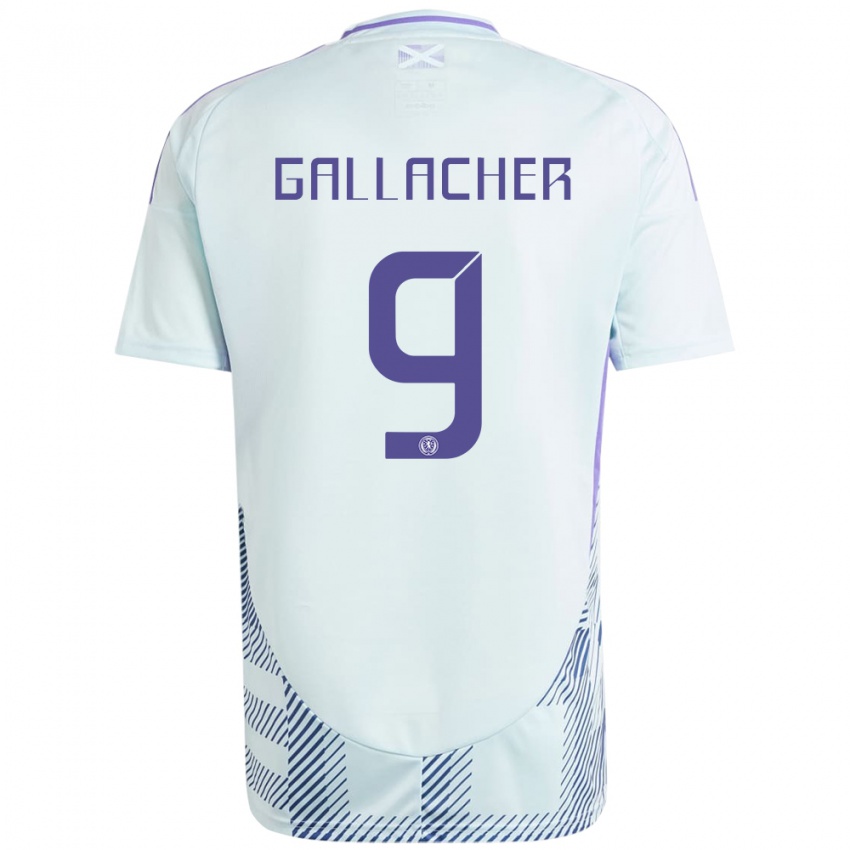 Kinder Schottland Amy Gallacher #9 Helles Mintblau Auswärtstrikot Trikot 24-26 T-Shirt