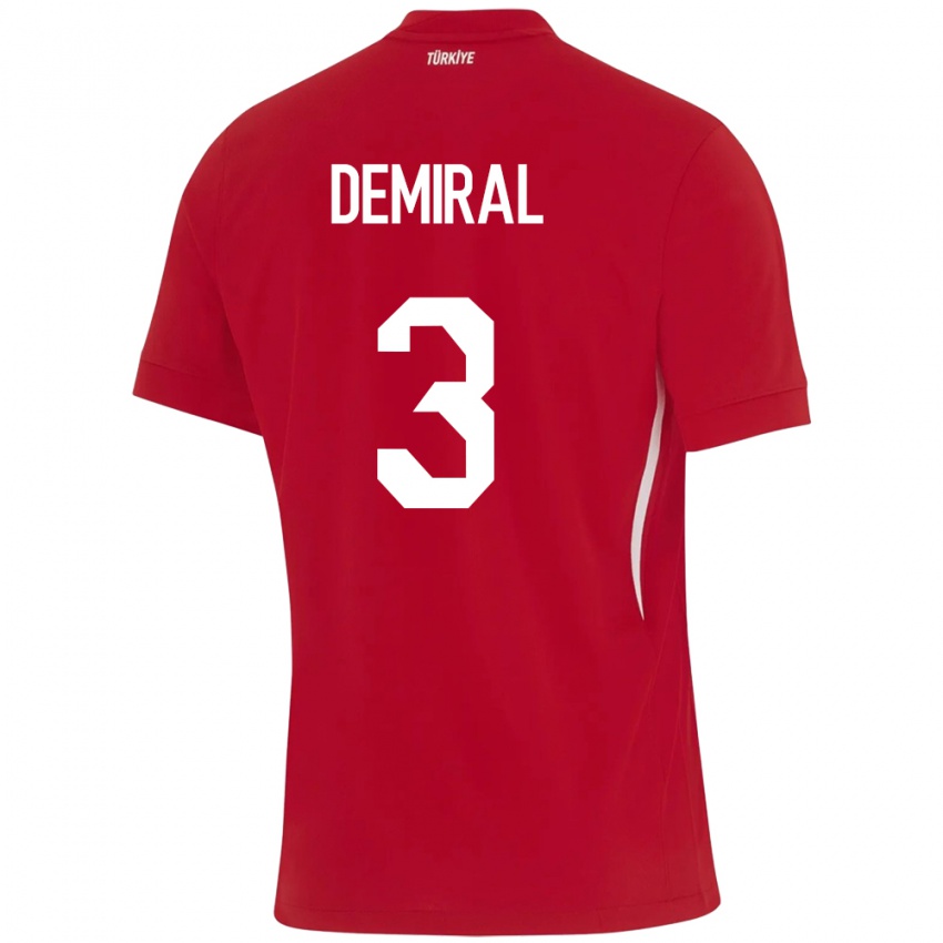 Kinder Türkei Merih Demiral #3 Rot Auswärtstrikot Trikot 24-26 T-Shirt