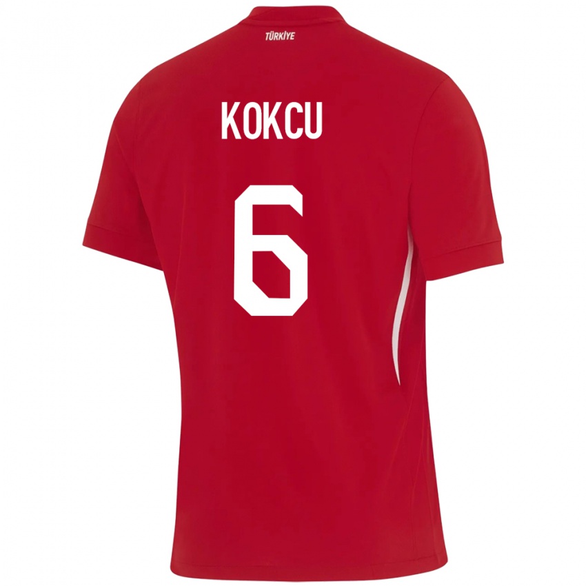 Kinder Türkei Orkun Kökçü #6 Rot Auswärtstrikot Trikot 24-26 T-Shirt