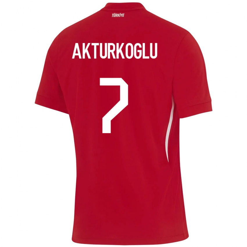 Kinder Türkei Kerem Aktürkoğlu #7 Rot Auswärtstrikot Trikot 24-26 T-Shirt