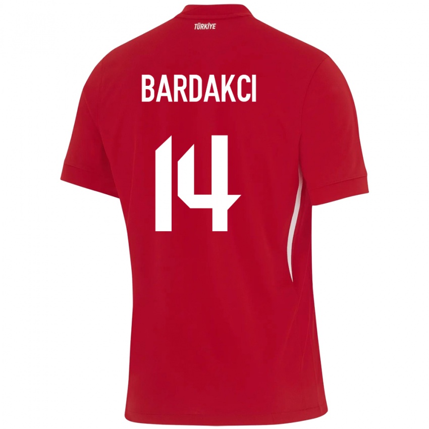 Kinder Türkei Abdülkerim Bardakcı #14 Rot Auswärtstrikot Trikot 24-26 T-Shirt