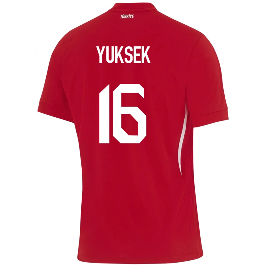 Kinder Türkei İsmail Yüksek #16 Rot Auswärtstrikot Trikot 24-26 T-Shirt