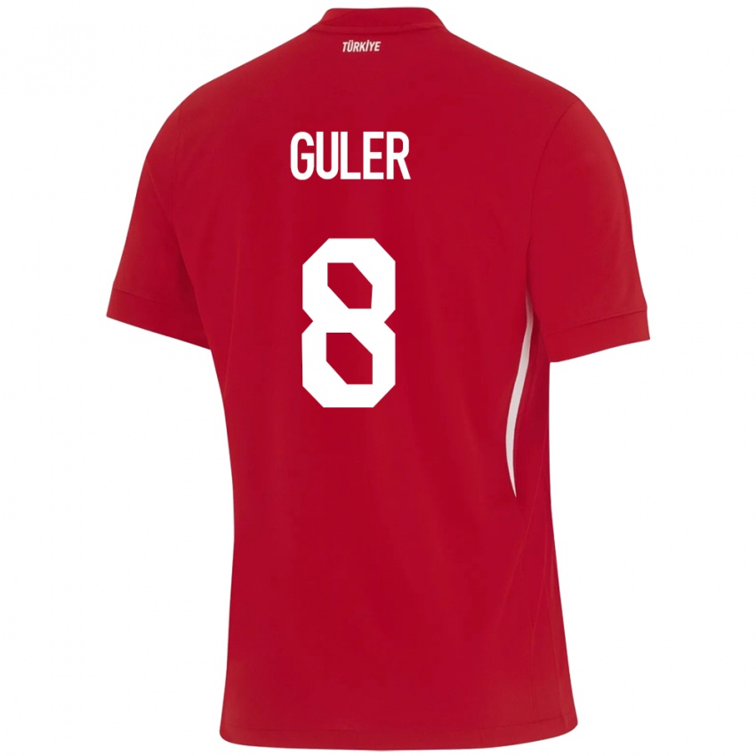 Kinder Türkei Arda Güler #8 Rot Auswärtstrikot Trikot 24-26 T-Shirt