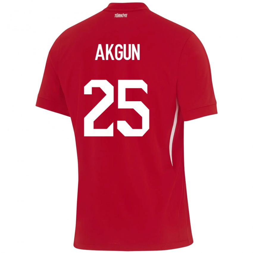 Kinder Türkei Yunus Akgün #25 Rot Auswärtstrikot Trikot 24-26 T-Shirt