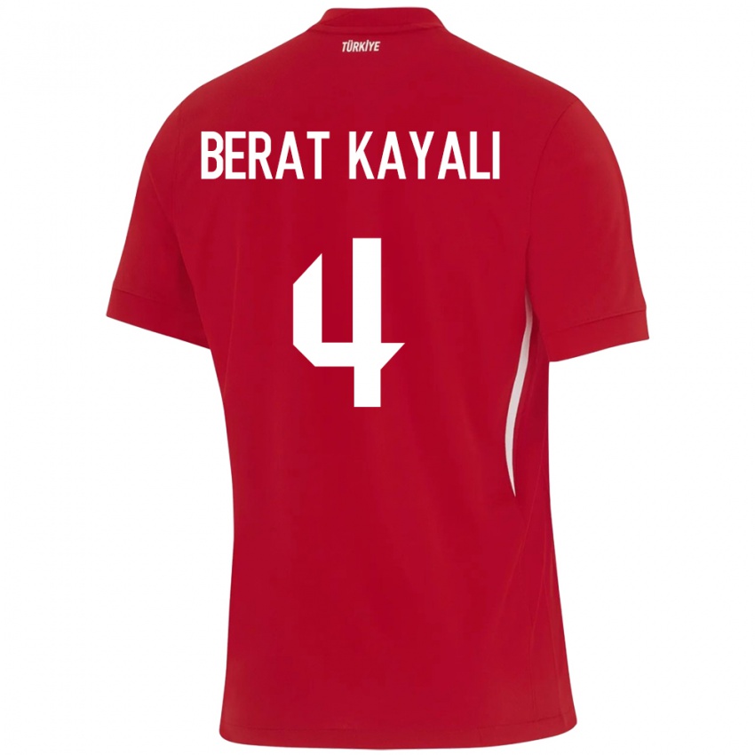 Kinder Türkei Hasan Berat Kayalı #4 Rot Auswärtstrikot Trikot 24-26 T-Shirt