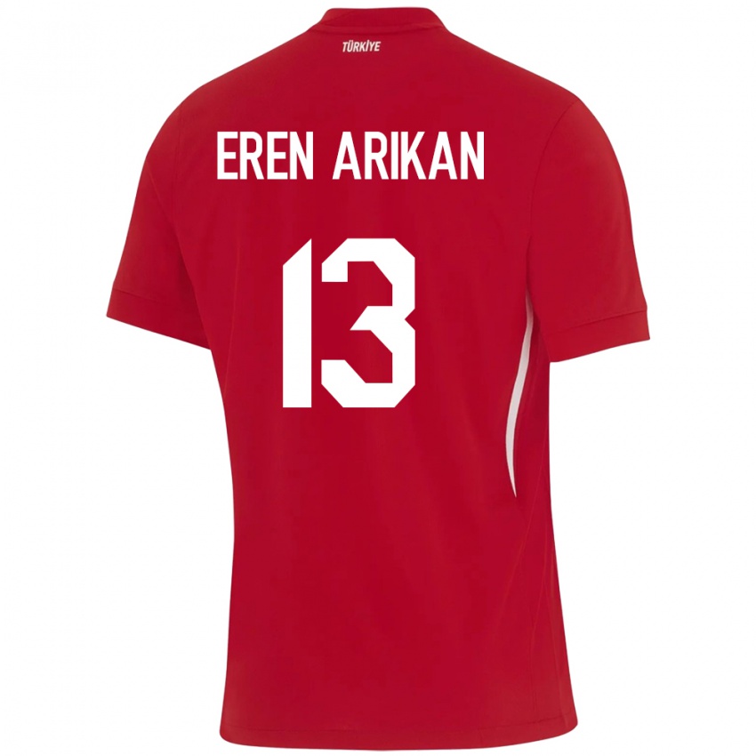 Kinder Türkei Muhammed Eren Arıkan #13 Rot Auswärtstrikot Trikot 24-26 T-Shirt