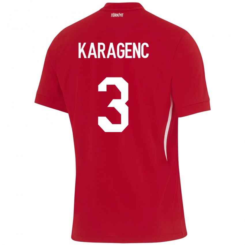 Kinder Türkei Didem Karagenç #3 Rot Auswärtstrikot Trikot 24-26 T-Shirt