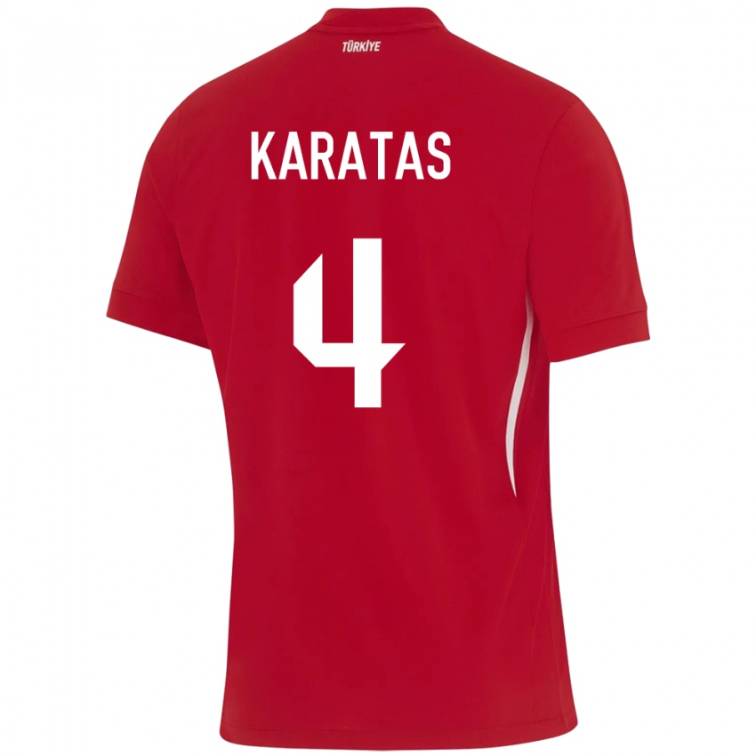 Kinder Türkei Eda Karataş #4 Rot Auswärtstrikot Trikot 24-26 T-Shirt