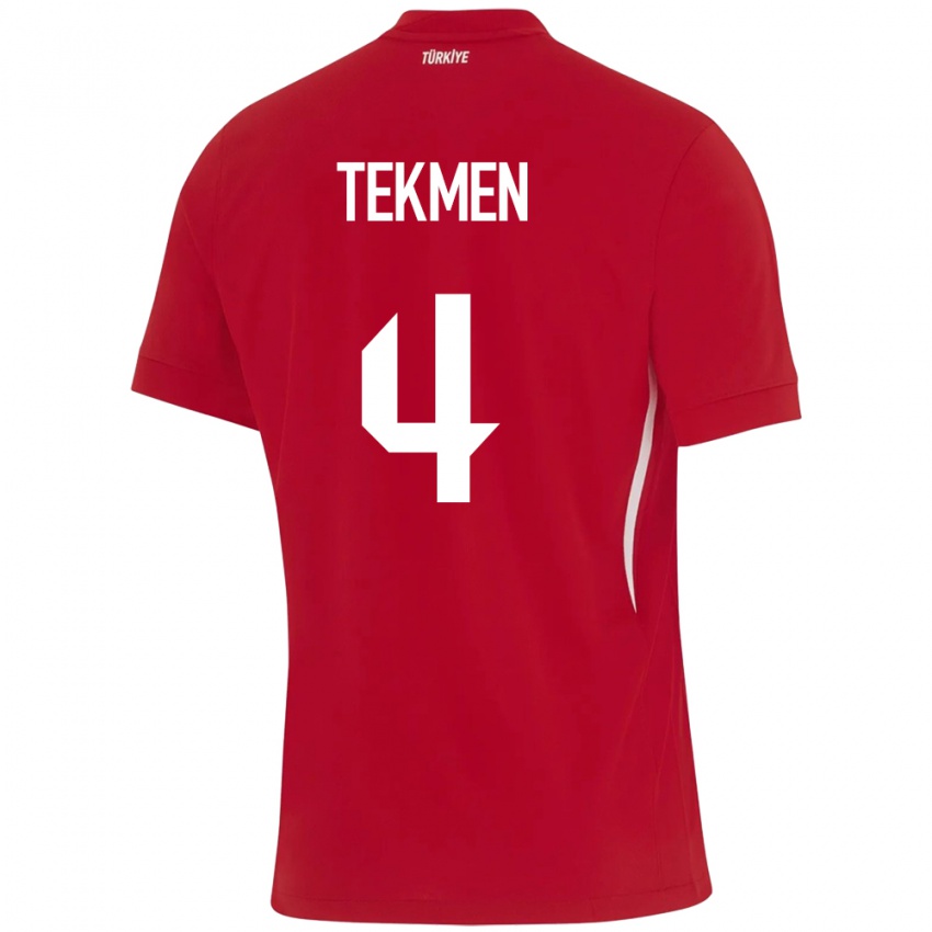 Kinder Türkei Ece Tekmen #4 Rot Auswärtstrikot Trikot 24-26 T-Shirt