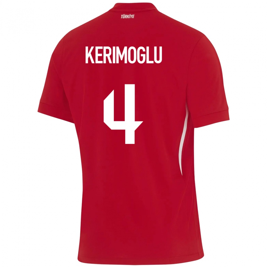 Kinder Türkei Zeynap Kerimoğlu #4 Rot Auswärtstrikot Trikot 24-26 T-Shirt