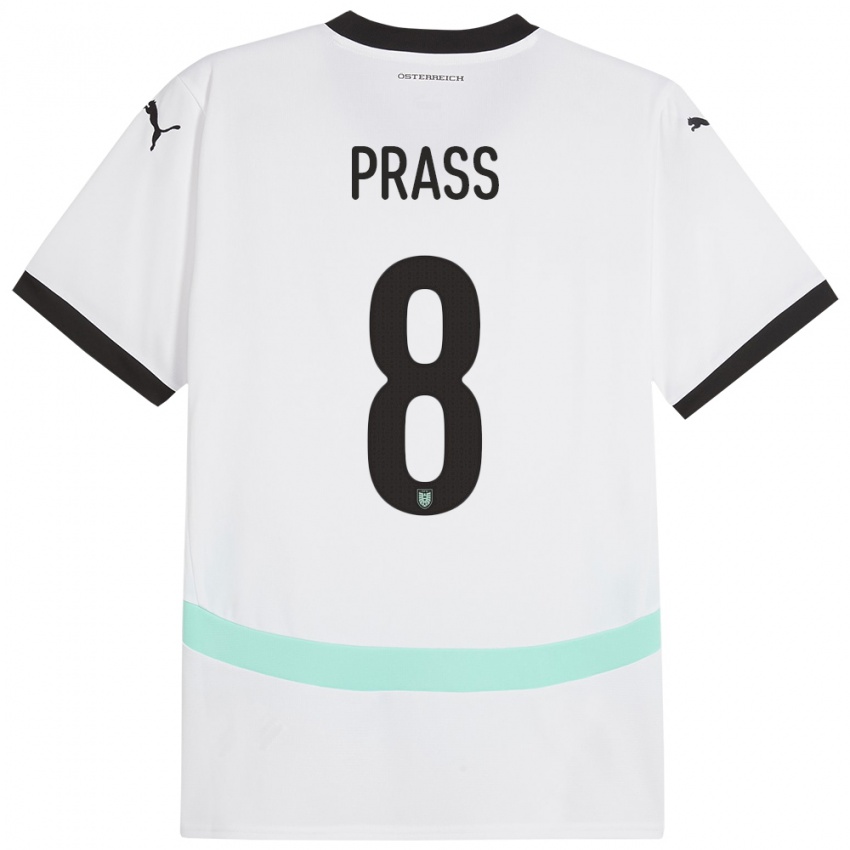 Kinder Österreich Alexander Prass #8 Weiß Auswärtstrikot Trikot 24-26 T-Shirt