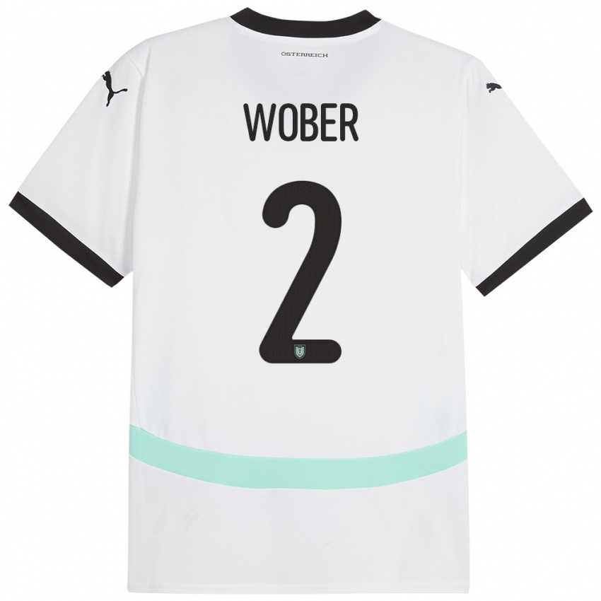 Kinder Österreich Maximilian Wöber #2 Weiß Auswärtstrikot Trikot 24-26 T-Shirt