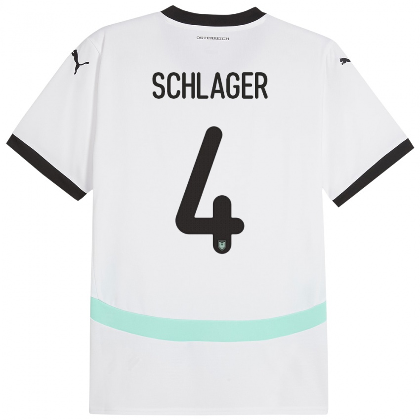 Kinder Österreich Xaver Schlager #4 Weiß Auswärtstrikot Trikot 24-26 T-Shirt