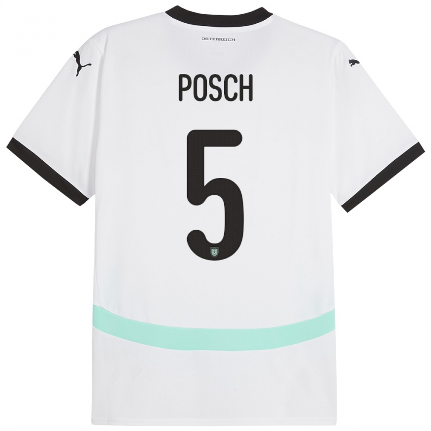 Kinder Österreich Stefan Posch #5 Weiß Auswärtstrikot Trikot 24-26 T-Shirt