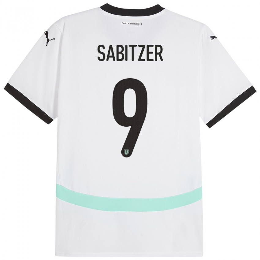 Kinder Österreich Marcel Sabitzer #9 Weiß Auswärtstrikot Trikot 24-26 T-Shirt