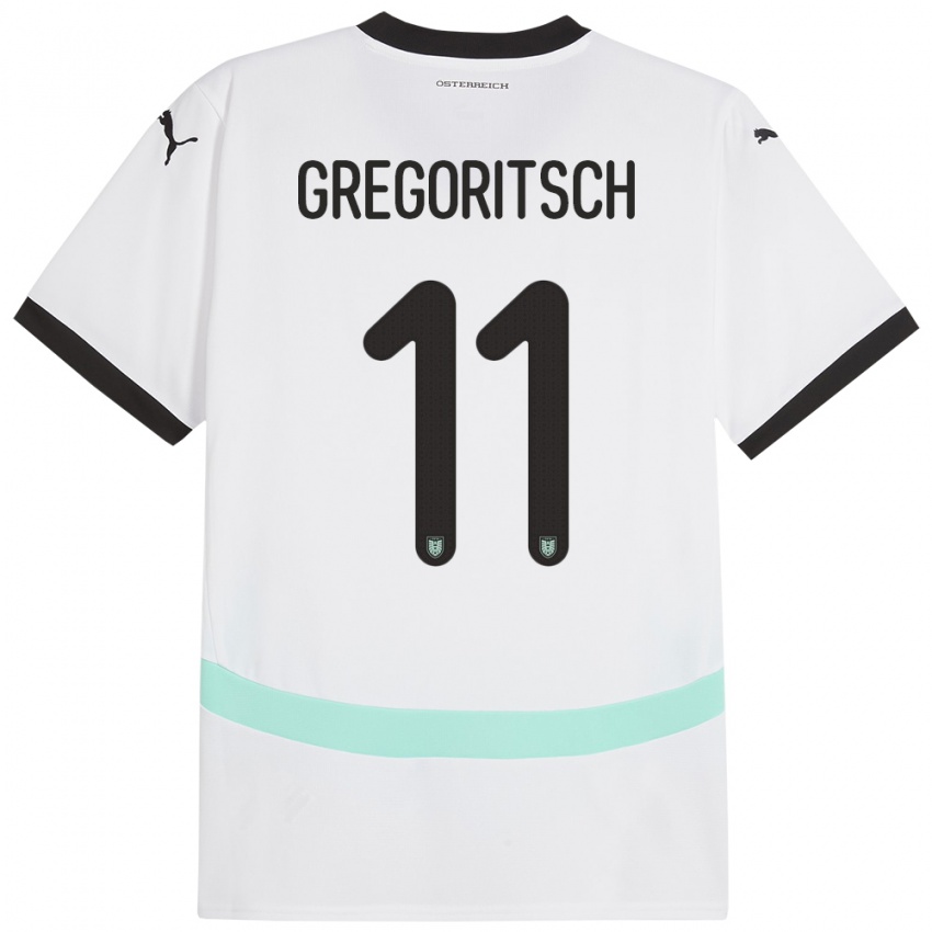 Kinder Österreich Michael Gregoritsch #11 Weiß Auswärtstrikot Trikot 24-26 T-Shirt