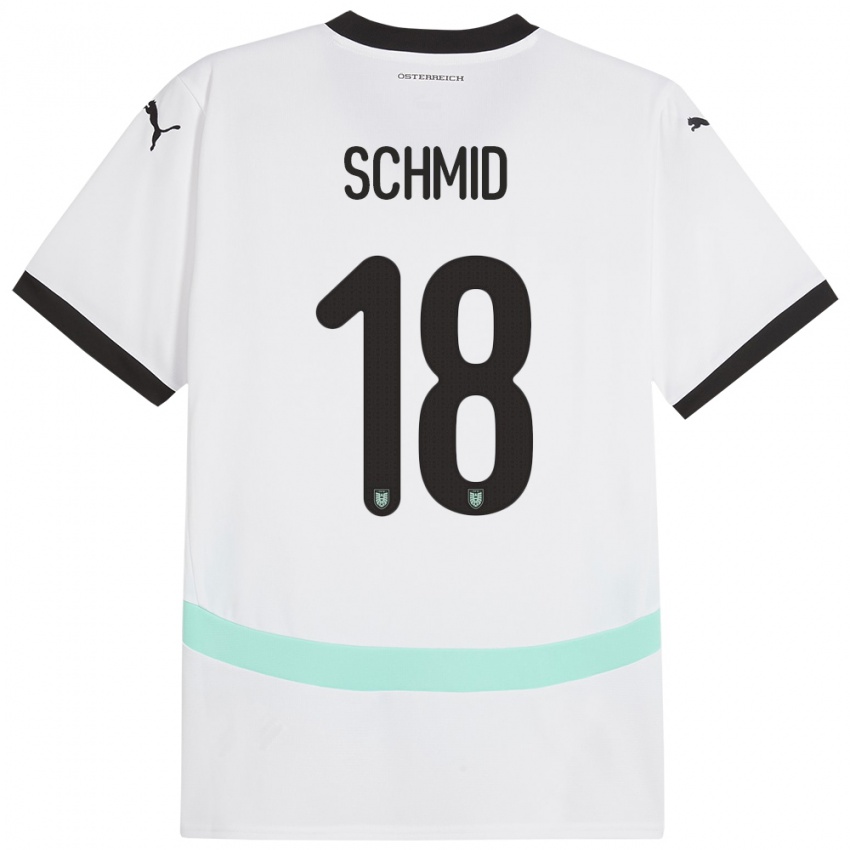 Kinder Österreich Romano Schmid #18 Weiß Auswärtstrikot Trikot 24-26 T-Shirt