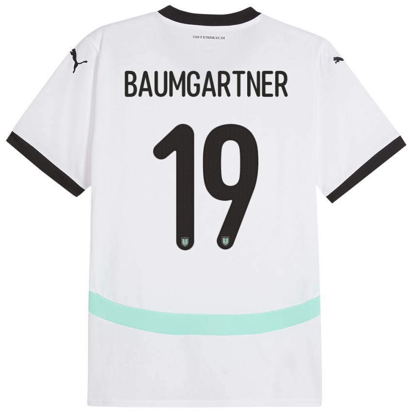 Kinder Österreich Christoph Baumgartner #19 Weiß Auswärtstrikot Trikot 24-26 T-Shirt