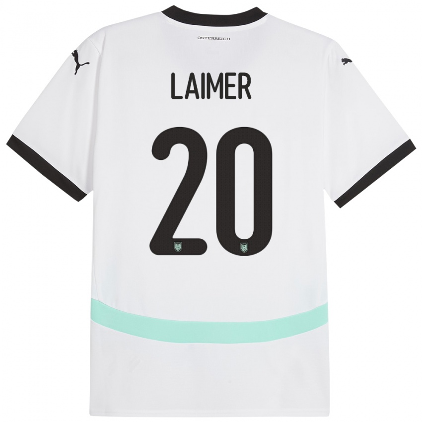 Kinder Österreich Konrad Laimer #20 Weiß Auswärtstrikot Trikot 24-26 T-Shirt