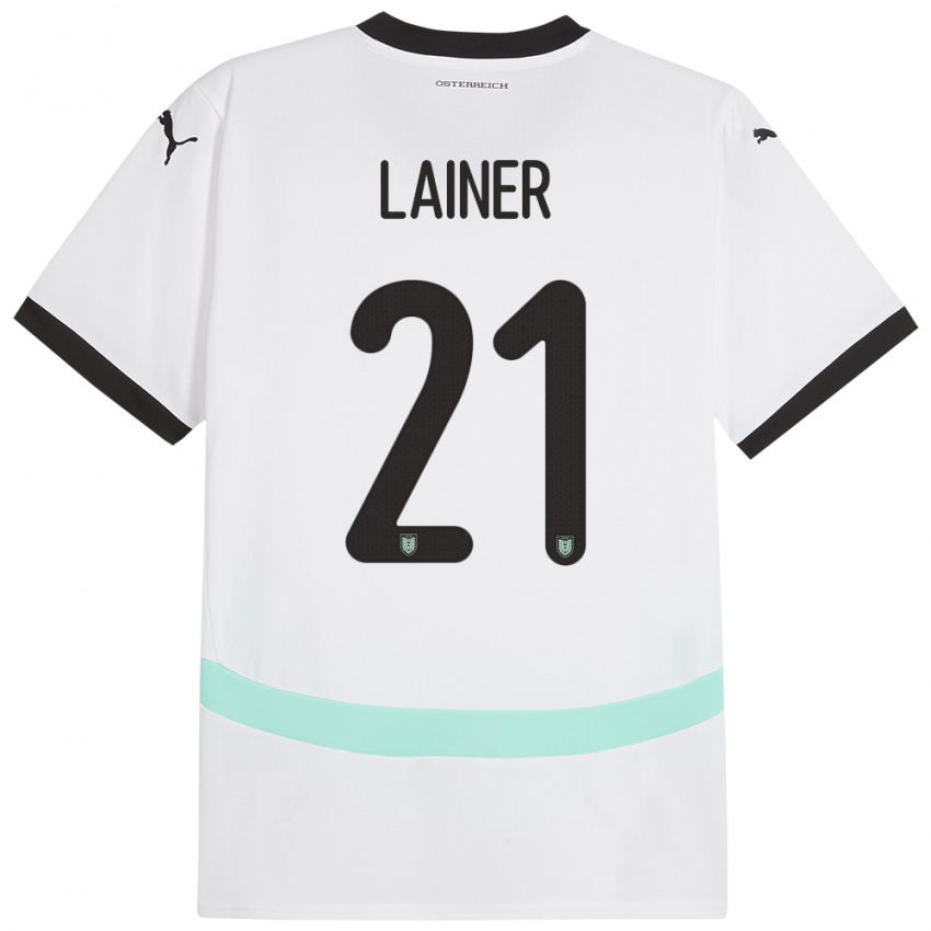 Kinder Österreich Stefan Lainer #21 Weiß Auswärtstrikot Trikot 24-26 T-Shirt