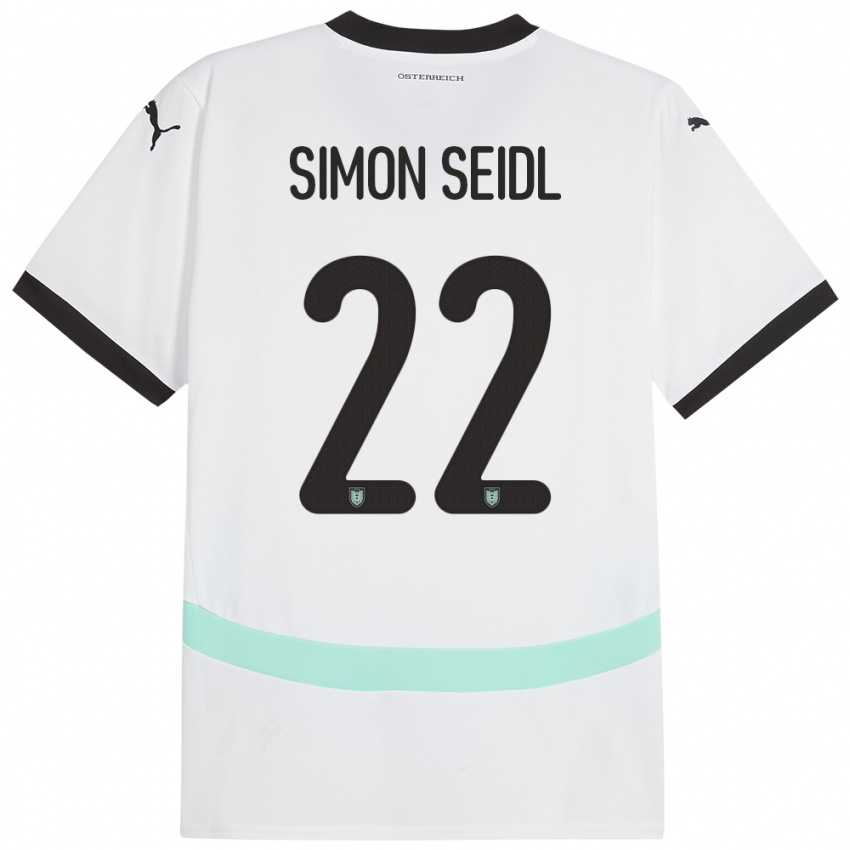 Kinder Österreich Simon Seidl #22 Weiß Auswärtstrikot Trikot 24-26 T-Shirt