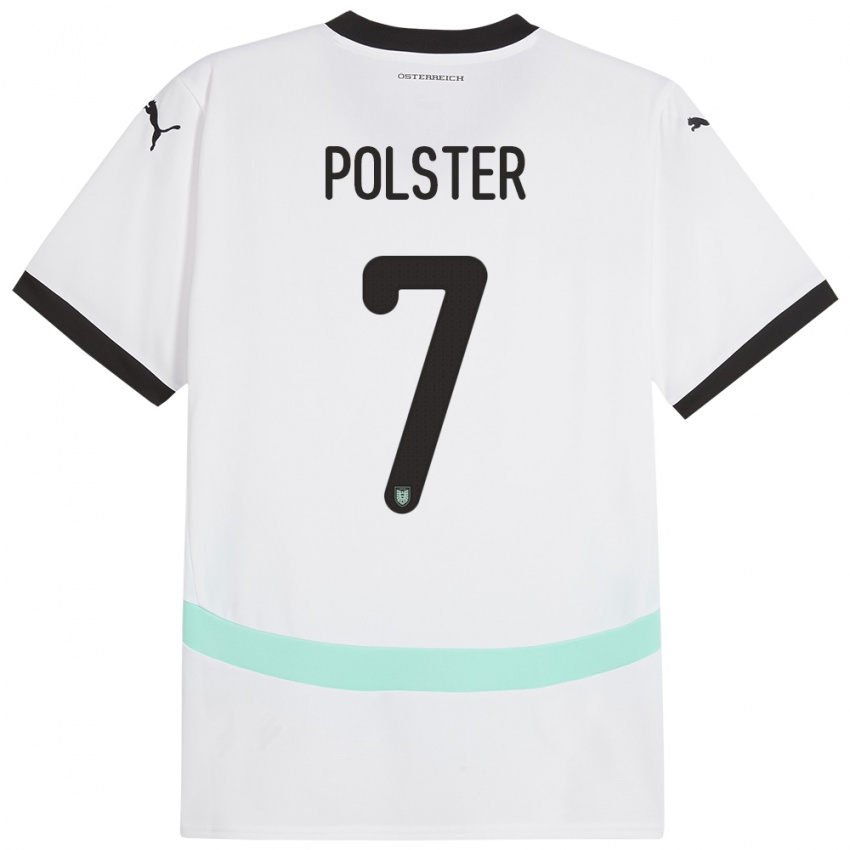 Kinder Österreich Manuel Polster #7 Weiß Auswärtstrikot Trikot 24-26 T-Shirt