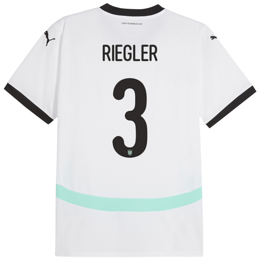 Kinder Österreich David Riegler #3 Weiß Auswärtstrikot Trikot 24-26 T-Shirt