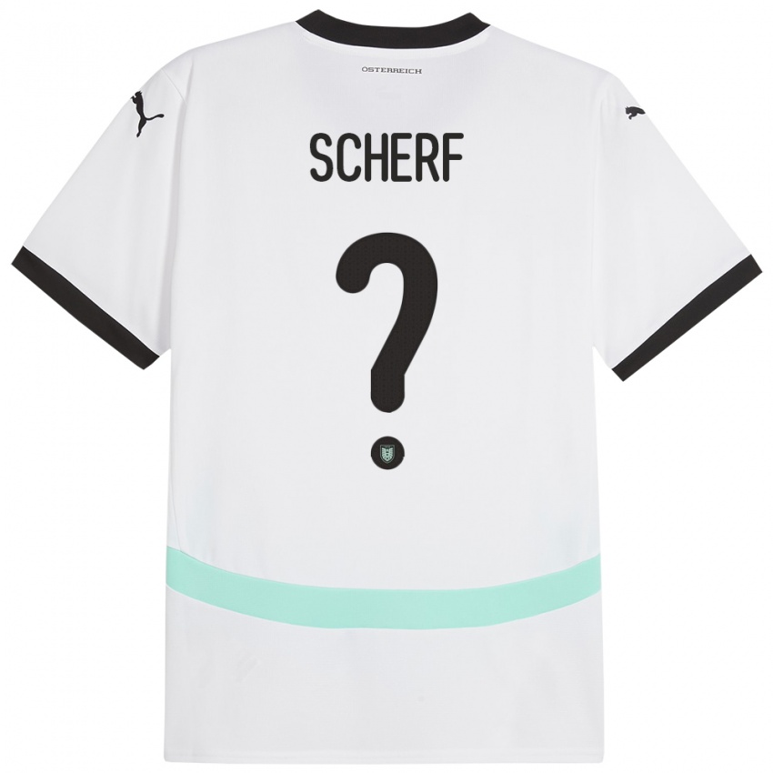 Kinder Österreich Elias Scherf #0 Weiß Auswärtstrikot Trikot 24-26 T-Shirt