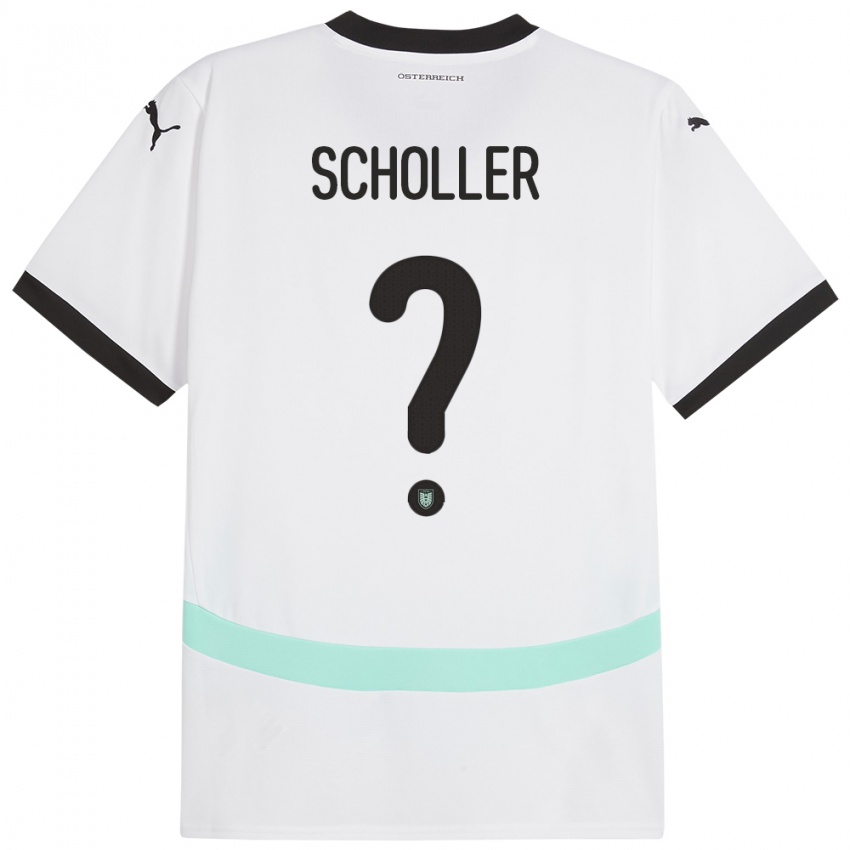 Kinder Österreich Jakob Schöller #0 Weiß Auswärtstrikot Trikot 24-26 T-Shirt