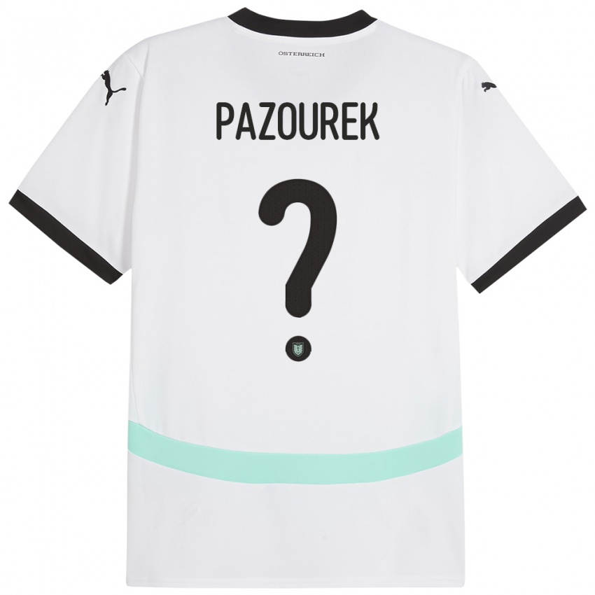 Kinder Österreich Luca Pazourek #0 Weiß Auswärtstrikot Trikot 24-26 T-Shirt