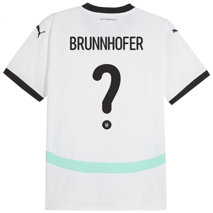 Kinder Österreich Jakob Brunnhofer #0 Weiß Auswärtstrikot Trikot 24-26 T-Shirt